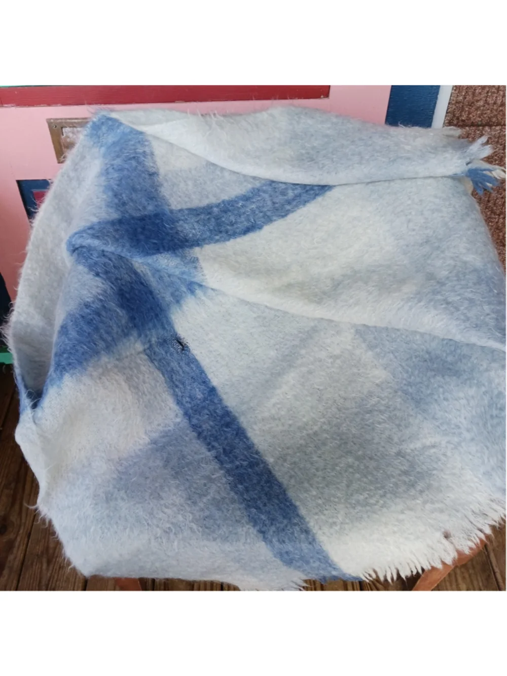 Craig-Na-Creidhe Mohair Blanket Blue Plaid 4x6